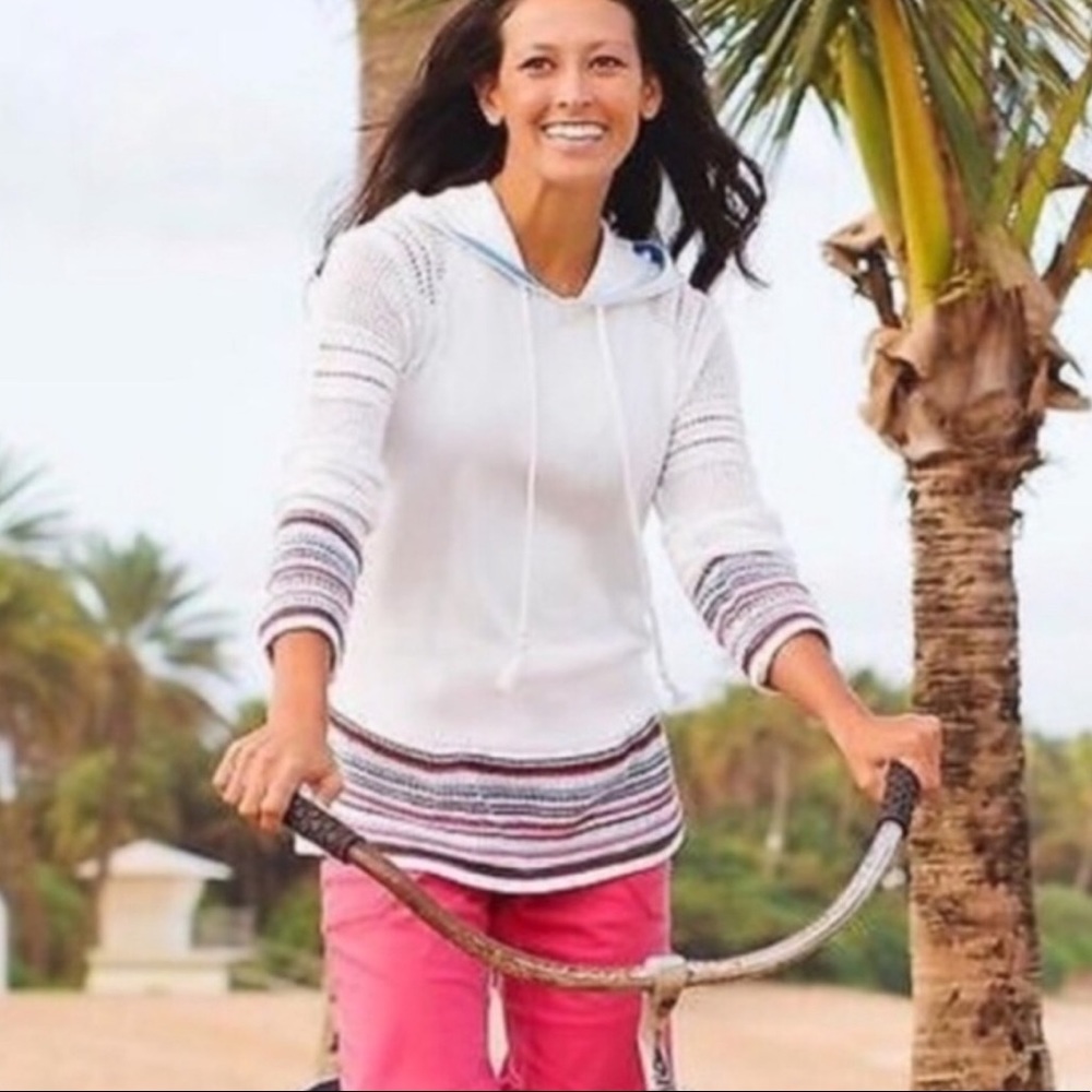 Athleta Cotton Pullover White Knit Sweater XS